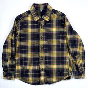 UNIQLO KIDS Boys Plaid Flannel Button Down Shirt Size 5-6 Classic Cozy Fall